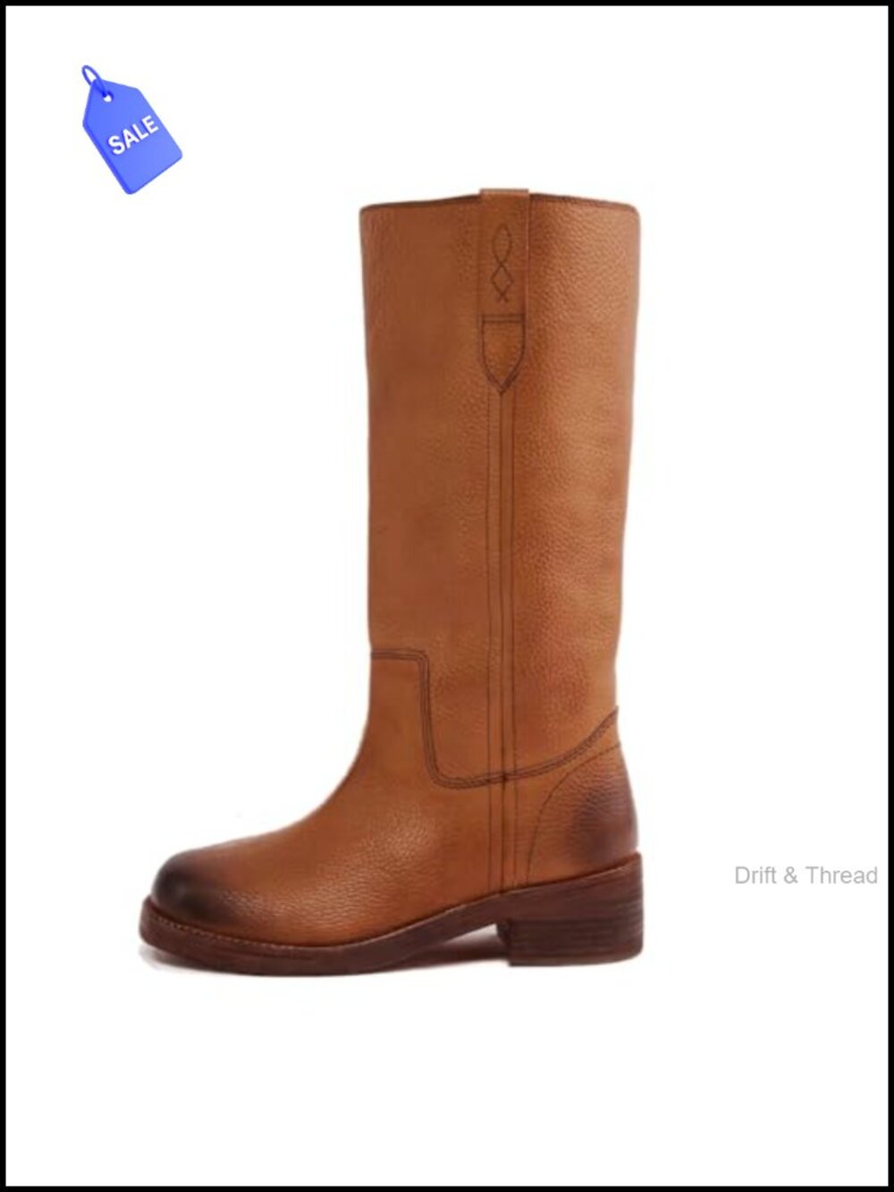 Knee High Boots Round Toe Low Heel Pull On Tall Vegan Leather